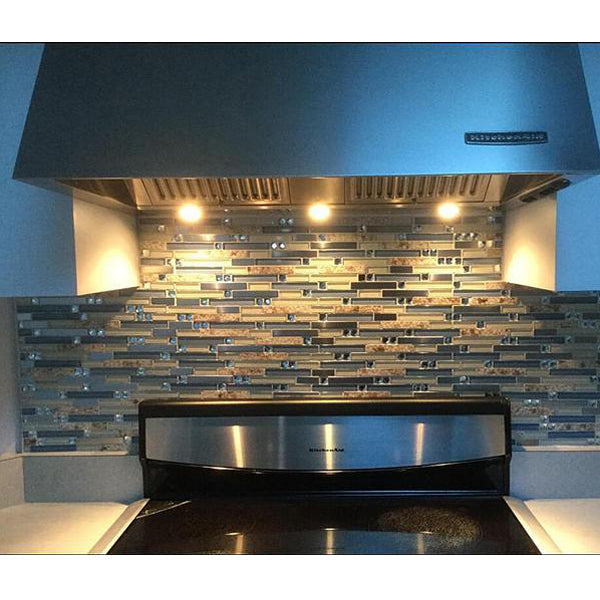 Kitchen Backsplash Bathroom Wall Decor Beach Style Tile Real Seashell Blue Cream White Brushed Steel (Pack of 5)