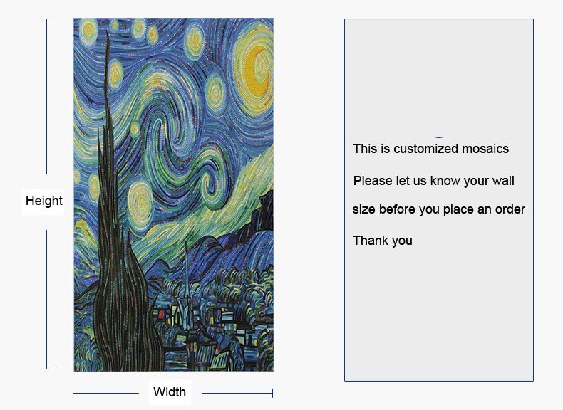 TST Mosaic Murals Van Gogh Oil Painting The Starry Night Blue Parquet Famous Picture 