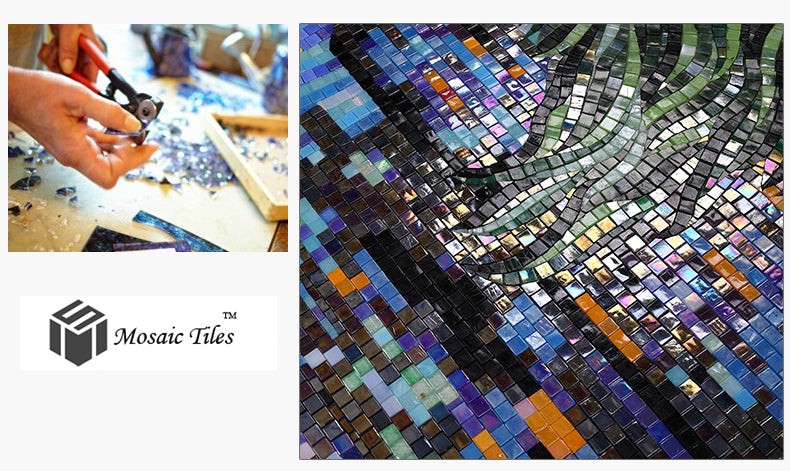 TST Mosaic Murals Van Gogh Oil Painting The Starry Night Blue Parquet Famous Picture 