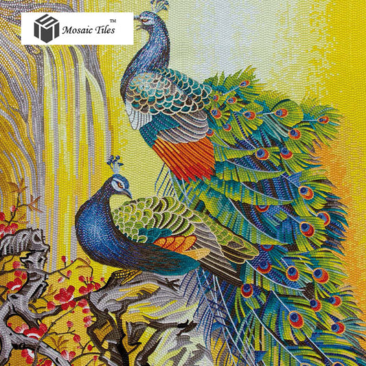TST Mosaic Mural Peacock Flower Home Hotel Wall Deco Art Mosaic TSTBSM006