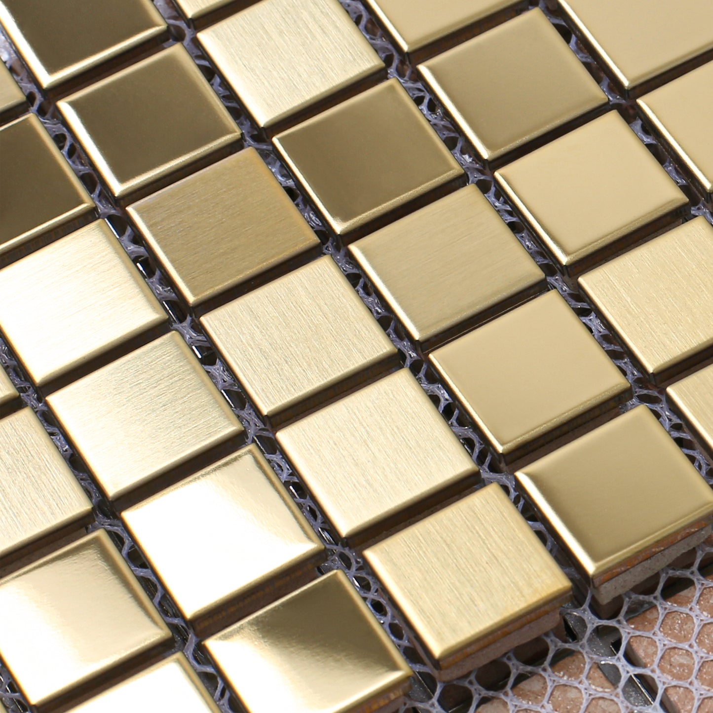 Gold Tile Squares 12 x 12 Inch, Gold Square Mosaic Tiles for Kitchen Backsplash, Bathroom Wall, Accent Wall (Pack of 5)