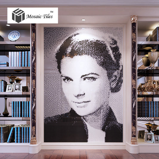 TST Mosaic Collages Black & White Crystal Glass Portrait Photo Customize Art Mosaic Star Grace Kelly